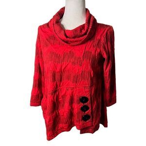 Ali Miles Women's Mock Neck Long Sleeve Sweater Red Petite Medium